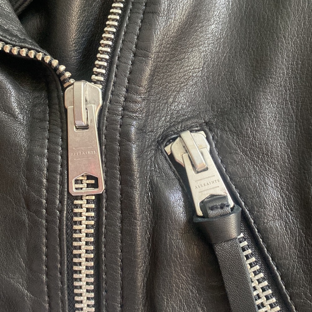 All Saints Black Leather Jacket - Picture 4 of 9